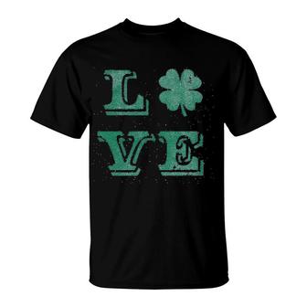 Love Lucky Clover Saint Patricks Day Shamrock St Patty Top Irish T-Shirt | Mazezy