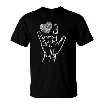 Love Sign Language Asl Heart Valentine's Day Gift For Him T-Shirt | Mazezy