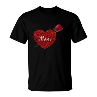 Love You Mom With Heart And Rose Mother's Day T-Shirt | Mazezy