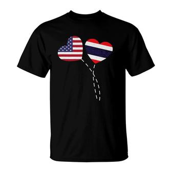 Loving Usa Thailand Flag Heart Thai Americans Love T-Shirt | Mazezy