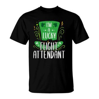 Lucky Flight Attendant St Patrick's Day Flight Attendants T-Shirt | Mazezy