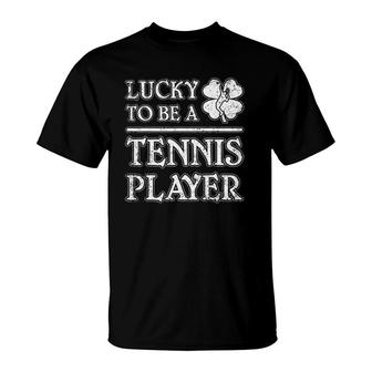 Lucky To Be A Tennis Player Irish Tennis St Patrick's Day T-Shirt | Mazezy
