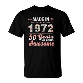 Made In 1972 Floral 50 Years Old 50Th Birthday Gifts Women Tank Top T-Shirt | Mazezy DE