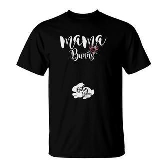 Mama Bunny Baby Bunny Cute Easter Pregnancy Pregnant Floral T-Shirt | Mazezy