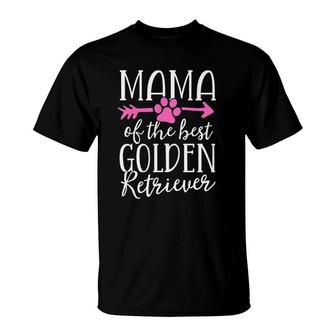 Mama Of The Best Golden Retriever Dog Mom Mother Puppy T-Shirt | Mazezy