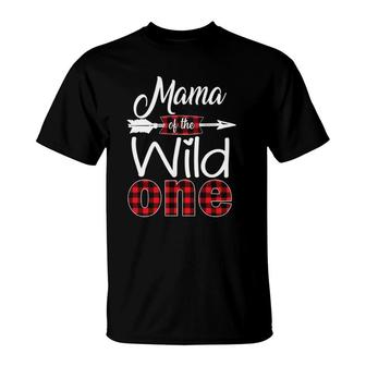 Mama Of The Wild One Buffalo Plaid Red 1St Birthday Gift T-Shirt | Mazezy CA