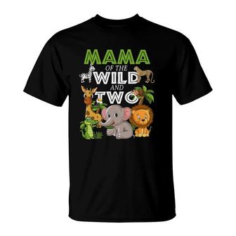 Mama Of The Wild Two Zoo Birthday Safari Jungle Animal T-Shirt | Mazezy CA
