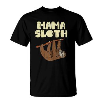 Mama Sloth Funny Mothers Day Animal Lover Mom Mommy Women T-Shirt | Mazezy