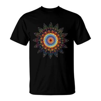 Mandala Sacred Geometry Prana Art Yoga Mantra Om Good Vibes T-Shirt - Thegiftio UK