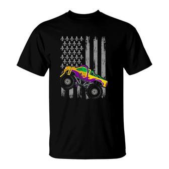 Mardi Gras American Flag Monster Truck Beads , Kids Boys T-Shirt | Mazezy