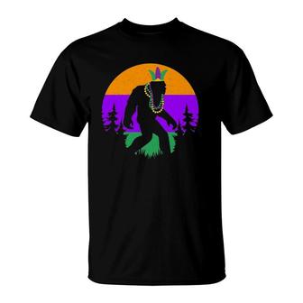 Mardi Gras Carnival Bigfoot New Orleans Cajun Festival T-Shirt | Mazezy