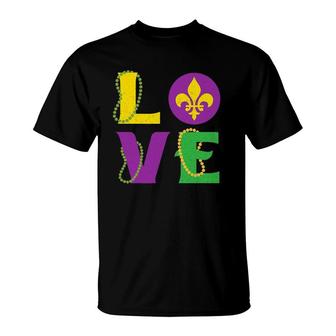 Mardi Gras Carnival Love New Orleans Cajun Festival T-Shirt | Mazezy