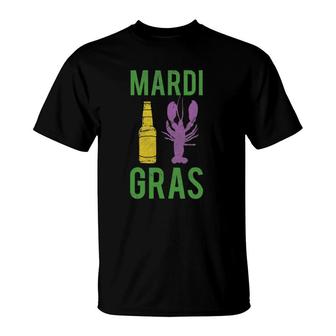 Mardi Gras Crawfish And Beer Fun New Orleans Gift T-Shirt | Mazezy