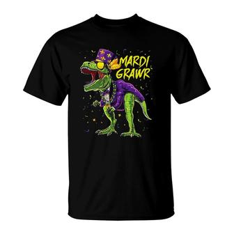 Mardi Grawrrex Dinosaur Dino Mardi Gras Kids Boys Toddler T-Shirt | Mazezy