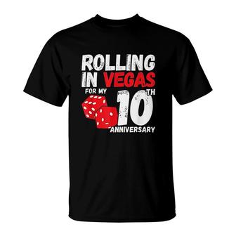 Married 10 Years 10Th Anniversary Red Vegas Anniversary Trip T-shirt - Thegiftio UK