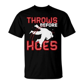 Martial Arts Karate Throws Before Hoes T-Shirt | Mazezy