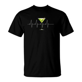 Martini Heartbeat Cocktail Glass Happy Hour T-Shirt | Mazezy