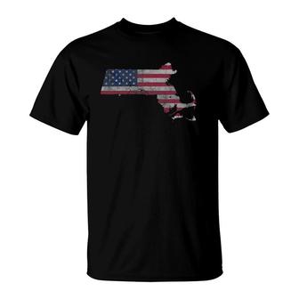 Massachusetts American Flag Patriotic 4Th Of July T-Shirt | Mazezy