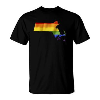 Massachusetts Lgbt Gay Pride - Rainbow Flag T-Shirt | Mazezy