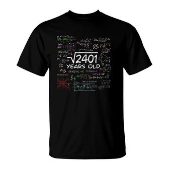 Math Square Root Of 2401 Vintage 49Th Birthday 49 Years Old T-Shirt | Mazezy
