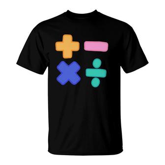 Math Teacher Symbols Add Subtract Multiply And Divide T-Shirt | Mazezy