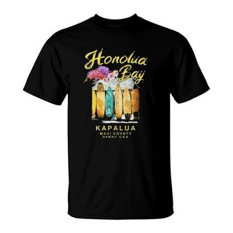 Maui Honolua Bay Hawaii Vintage Hawaiian Surf Graphic T-Shirt | Mazezy