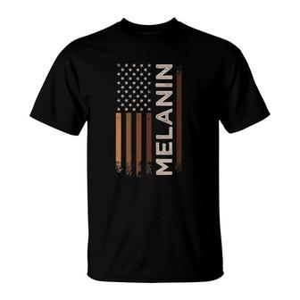 Melanin American Flag Black History Month T-Shirt | Mazezy