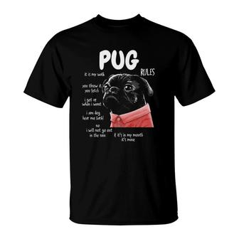 Men Women And Kids Pug Dog Rules Tee - Funny Dog Lover Gifts T-Shirt | Mazezy