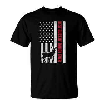 Mens Best Buckin Daddy American Flag Buck Hunting Hunter Gift T-Shirt | Mazezy