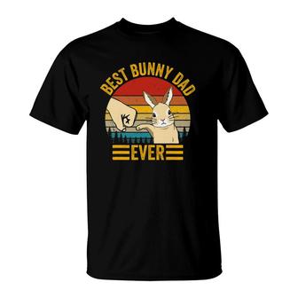 Mens Best Bunny Dad Ever Vintage Rabbit Lover Father Pet Rabbit T-Shirt | Mazezy