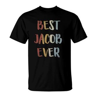 Mens Best Jacob Ever Retro Vintage First Name Gift T-Shirt | Mazezy