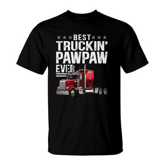 Mens Best Truckin Pawpaw Ever Big Rig Trucker Father's Day T-Shirt | Mazezy AU