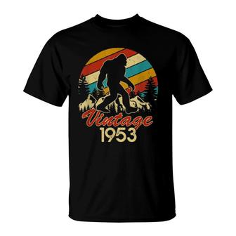 Mens Bigfoot Born In 1953 Birthday Vintage Sasquatch Made In 1953 T-Shirt | Mazezy
