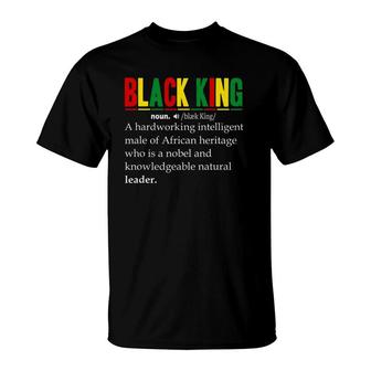 Mens Black King Definition African Pride Melanin Black History T-Shirt | Mazezy
