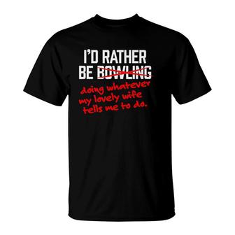 Mens Bowling Lovely Wife Bowler Saying Married Man Husband Gift T-Shirt | Mazezy