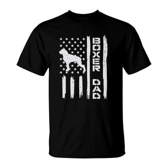 Mens Boxer Dad Us Flag Vintage Patriotic Dog Lover Owner Men Gift T-Shirt | Mazezy