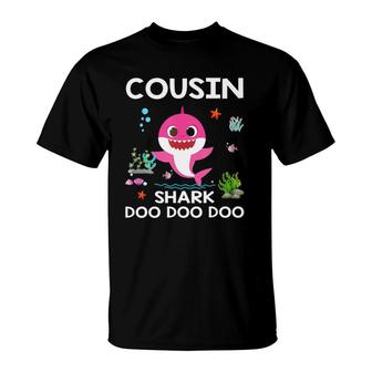 Mens Cousin Shark Funny Mothers Day Gift For Kids Womens T-Shirt | Mazezy