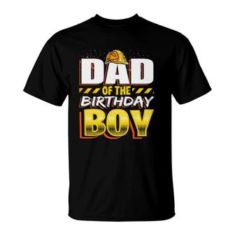Mens Dad Of The Birthday Boy Construction Hat Birthday Party T-Shirt | Mazezy