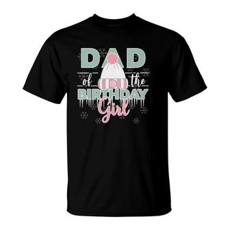 Mens Dad Of The Birthday Girl Winter Onederland Theme T-Shirt | Mazezy