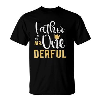 Mens Father Of Mr Onederful 1St Birthday First One-Derful Party T-Shirt | Mazezy