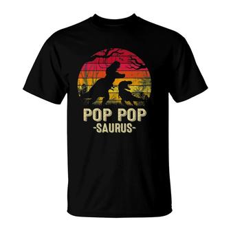 Mens Father's Day Pop Saurus Rex Funny Dinosaur T-Shirt | Mazezy