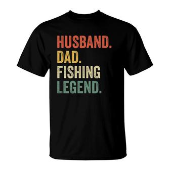 Mens Funny Fisherman Husband Dad Fishing Legend Vintage T-Shirt | Mazezy CA
