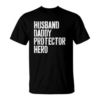 Mens Husband Daddy Protector Hero Father's Day Gif T-Shirt | Mazezy DE