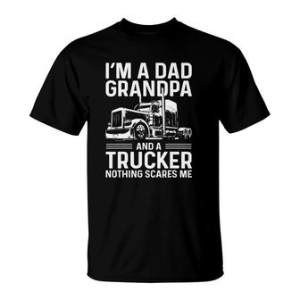 Mens I'm A Dad Grandpa And A Trucker Funny Truck Driver Grandpa T-Shirt | Mazezy