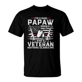 Mens I'm A Dad Papaw Veteran Father's Day T-Shirt | Mazezy