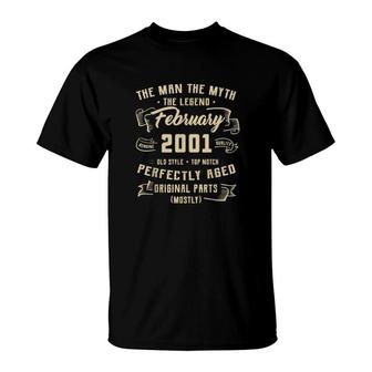 Mens Man Myth Legend February 2001 21St Birthday 21 Year Old T-Shirt | Mazezy