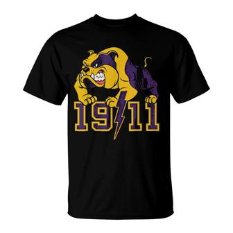 Mens Omega Fraternity 1911 Hand Sign Psi Bulldog T-Shirt | Mazezy