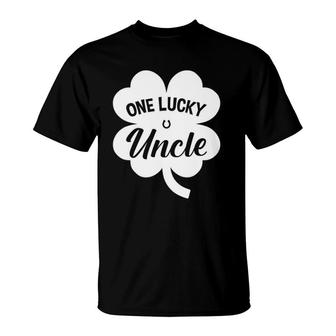Mens One Lucky Uncle Shamrock Four Leaf Clover St Patricks Day T-Shirt | Mazezy UK