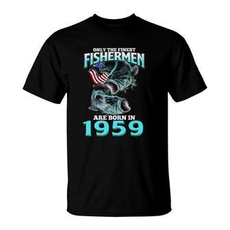 Mens Only The Finest Fisherman Born In 1959 Fishing Birthday T-Shirt | Mazezy