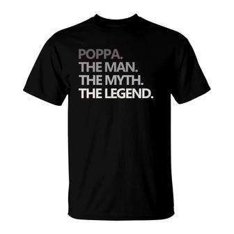 Mens Poppa The Man Myth Legend Father's Day Gift Grandpa T-Shirt | Mazezy AU